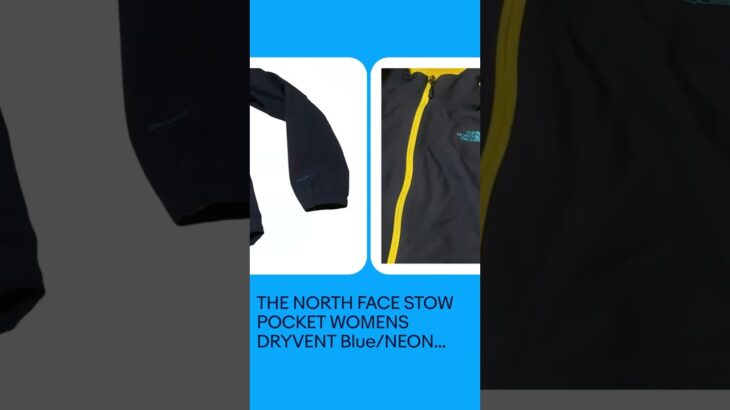 THE NORTH FACE STOW POCKET WOMENS DRYVENT Blue/NEON Yellow HOODED JACKET Medium
