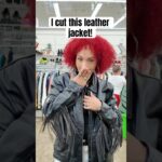 Thrift Flip | I cropped this leather jacket! #thriftflip #falltrends2025 #fringe #leatherjacket ￼