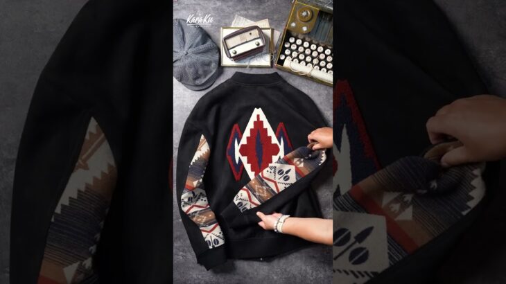 🎥【UNPACKING】スニックサガラ刺繍＆ナバホ柄袖コンビ　スエードライクフライトジャケット