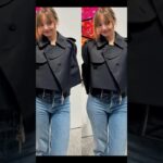 lisa wearing sacai contrast panel double breasted jacket & disney cinderella lucifer plush hair clip