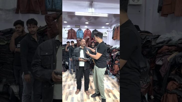 458 km dur Makrana “Rajasthan” se aaye Customer Leather Jacket lene🤩 #goodleather#makrana#rajasthan