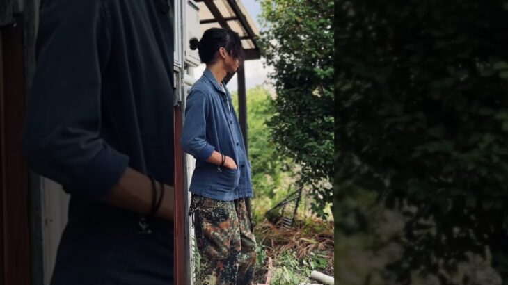 70年代前後のユーロワークジャケット(多分フ ランス製)にドイツ軍のフレクターカモの軍パンコーデ  #古着 #古着コーデ #ミリタリー #ミリタリーファッション #ワークジャケット