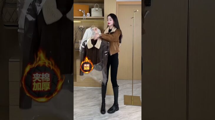 Brown Shearling Jacket Look | Winter Fashion Trend 2025 Bhojpuri New Song #fashion #shorts #dress