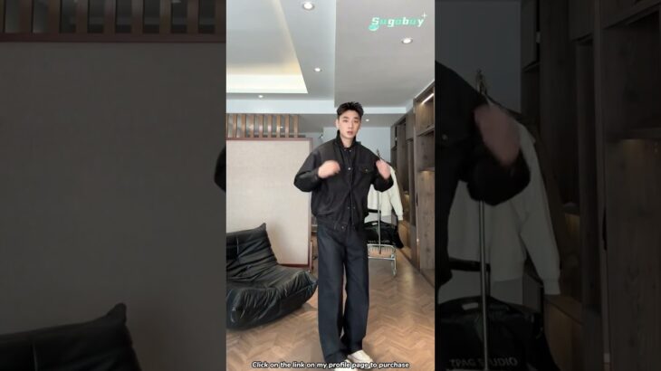 Casual Cool Done Right: Black Denim Jacket & Wide Pants Look 🖤The same product at Sugobuy!