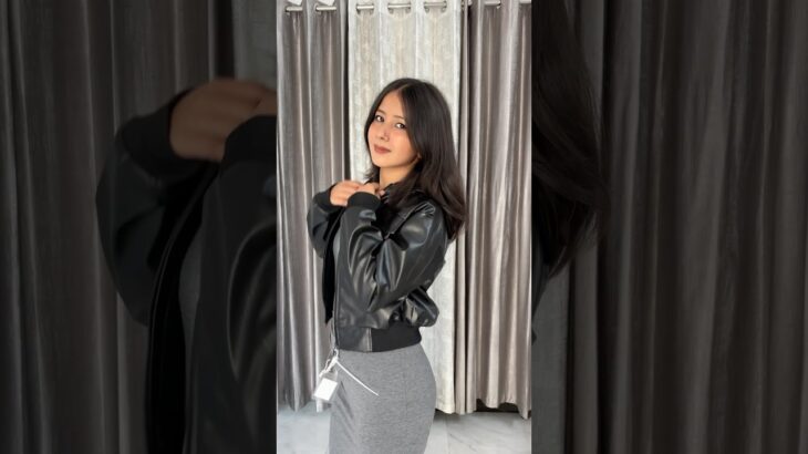 Leather Jacket Styling | Aesthetic Winter Looks ❄️ #shorts #ytshorts #ootd #trending #meesho