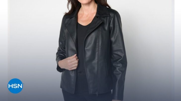 Nina Leonard Faux Leather Moto Jacket | HSN