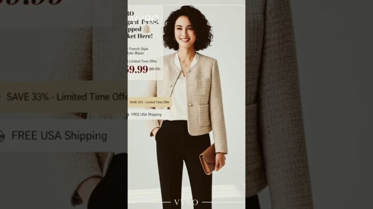 The VYRO Elegant Tweed Cropped Jacket Has Arrived #ShopNow #LimitedTimeOffer #FreeShipping #USA