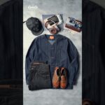 🎥【UNPACKING】ジャガード織ストライプ　Vネックデニムジャケット