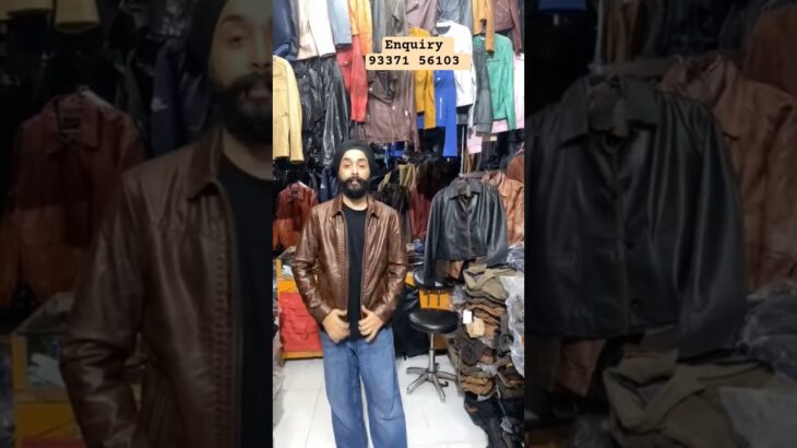 cheapest leather jacket market in delhi !! leather biker jacket men #shorts #ytshorts #shortfood