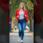 Blue Jean with Red Jacket #outfitideas #ootd