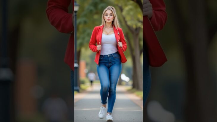 Blue Jean with Red Jacket #outfitideas #ootd