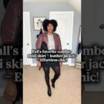 Fall’s favorite combo:mini skirt + leather jacket-Effortless chic! #fallfashion #ootd #leatherjacket