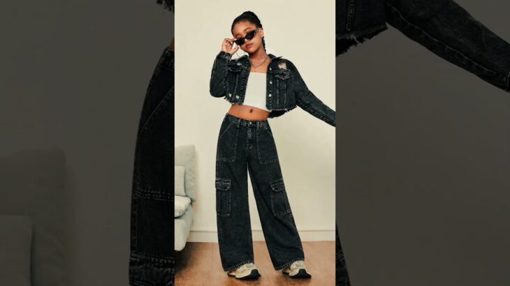 🔥 Y2K Street Style Set | Shein Tween Girls 2-Piece Denim Jacket & Cargo Pants 👖✨#y2kstyle